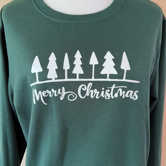SHEIN Large Merry Christmas Green Crewneck Sweatshirt - Picture 3 of 4